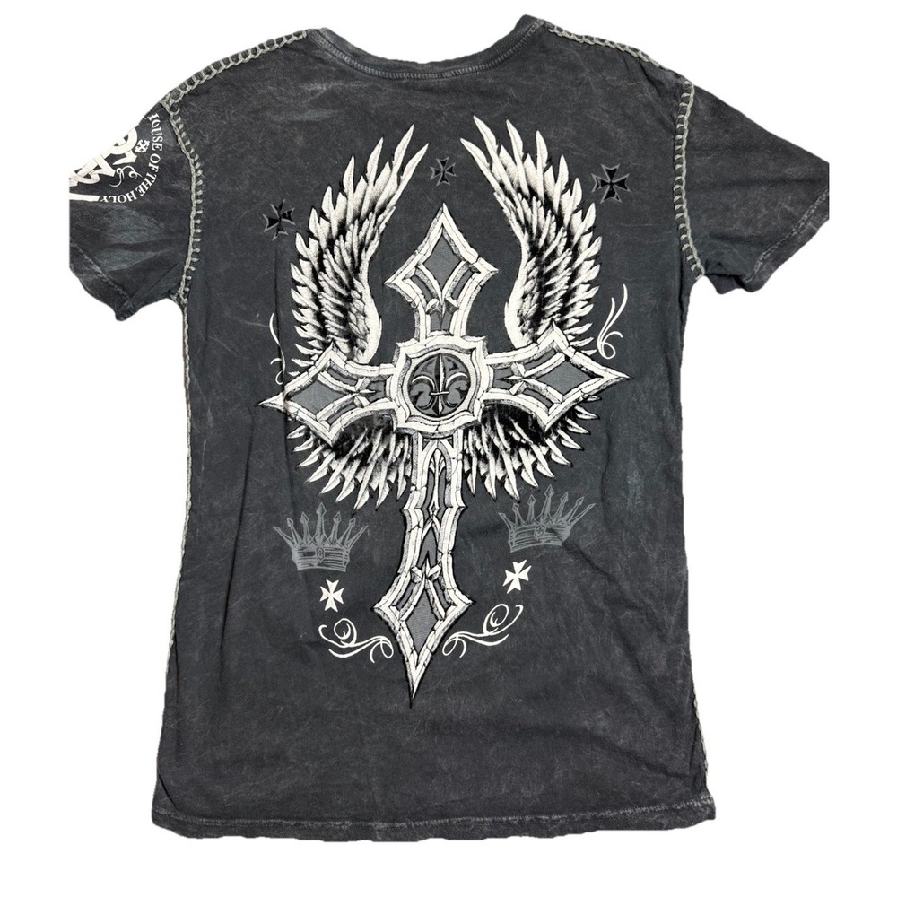 Raw State T-Shirt Vintage Men's Large Affliction Cyber Style Y2K Mcbling Wings